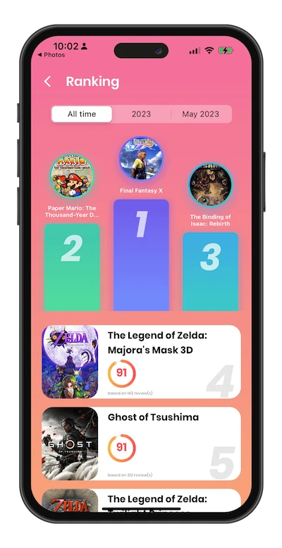 Radion rankings screen