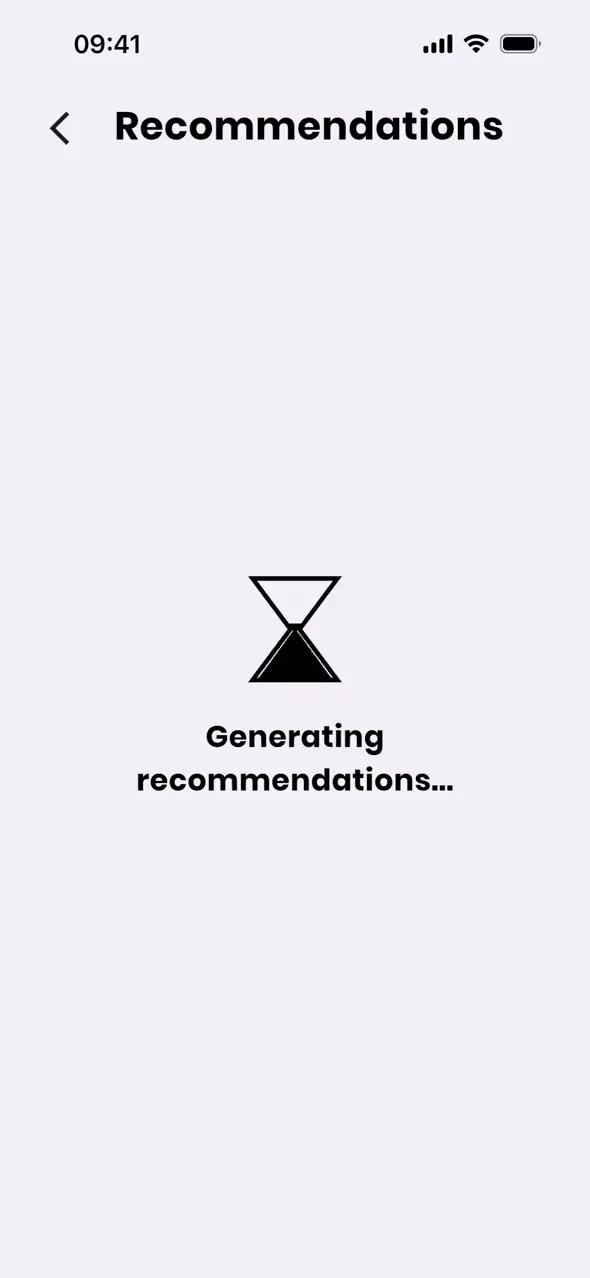 Radion AI recommendations screen